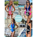 Miniatyrbild 3 av 5: Baddräkt för damer, hel baddräkt med magkontroll, hög hals, dragkedja fram, monokini, färgblock, rash guard-badkläder, Färg 3, Small
