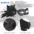 Miniatyrbild 3 av 5: 2025 Senaste Modell 2024 Ny Maskeradmask med Fjäder för Par - Maskeradmask för Kvinnor med Fjäder & Venetiansk Kostym för Män