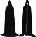 Lang fløjls-Halloween-kappe med hætte til voksne - Vampyrkappe sort Black M