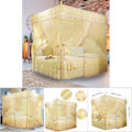 Miniatyrbild 1 av 2: Lyxig prinsessa 3-sidig öppning Post Bed Curtain Canopy Netting Mosquito Net Bedding (Gul M)