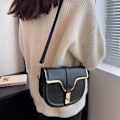 Pikkukuva 5 / 5: Naisten olkalaukku Retro Snap Sling Käsilaukku Satchel-laukku irrotettavalla nahkaremmillä naiselle