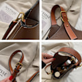Miniatyrbillede 5 af 5: Ny bærbar spandtaske enkel skulder crossbody taske kunstig læder niche håndtaske