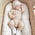 Miniatyrbild 3 av 8: Nyfödda Babyflicka Pojke Höstkläder Outfits Långärmad Stickad Bomullsromper & Byxor Spädbarn Vinterset