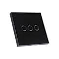 Miniatyrbillede 1 af 2: Smart Home 1 Vejs 110~240V Hærdet Glaspanel Berøringsvæg Lyskontakt 3 Gang Sort