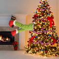 Miniatyrbillede 3 af 5: Kropspynt Stjålet Jul Burlap Julekrans Dekorationer Burlap Pose-able Plush Ben til Træpynt (Elf Arm)