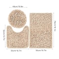 Miniatyrbilde 1 av 2: 3 stk / sett Sklisikre Chenille Vann Absorberende Matte Toalettsett Bad Stue (Kamel)