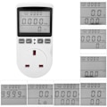 Miniatyrbilde 2 av 2: Strømmåler med LCD-skjerm, stikkontakt for overvåking av strømforbruk, spenning, strøm og kostnader (200-250V UK)