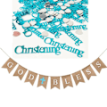 Miniatyrbillede 2 af 2: Sequin Jute Trekant Banner Babyshower Engelsk Bogstav til Festdekoration (Blå Sequin Sæt)