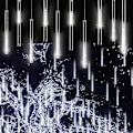 Miniatyrbild 1 av 2: Falling Rain Lights Meteor Shower Lights Christmas Lights 30cm 8 Tube 144 LEDs, Falling Rain Drop Icicle String Lights for Christmas Trees Halloween