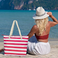 Miniatyrbild 4 av 5: Canvas Vintäsk med Isolerad Vinförvaringsflaska. Strandväska med Kylfack