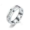 Miniatyrbillede 1 af 5: 6mm Titanringe til mænd Sølv Cubic Zirconia Evighedsvielsesring Kvinder Højpoleret Komfortpasform Størrelse 6-9