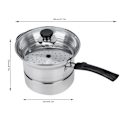 Miniatyrbillede 1 af 2: 201 Rustfrit Stål Ikke-Magnetisk Non-Stick Gryde med Glaslåg
