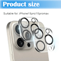 Miniatyrbillede 5 af 5: 2 stk. iPhone 15 Pro/15 Pro Max Linsebeskyttelse Kamerabeskyttelse transparent