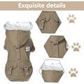 Miniatyrbilde 3 av 6: Vinterjakke til hund, hundekåper for små hunder vinter, vinterhundegenser med lommer, varm hundeklær (Khaki)