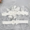 Miniatyrbillede 6 af 8: 2 stk. Bryllupsstrømper Sæt Blonder Brudens Strømpe Elastisk Blomster Strømpe til Bruden Blå og Hvid
