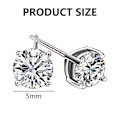 Pikkukuva 4 / 7: Valkoiset hopeoitu Cubic Zirconia -simuloitu timantti, kiiltävät pyöreät nappikorvakorut 925 sterlinghopeaa