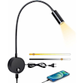 Miniatyrbild 1 av 5: Vägglampa, LED-sänglampa, dimbar touch-omkopplare, USB-laddningsport, 3W, 360° vridbar, stickpropp, kabel, sovrum, 3000-6000K, svart