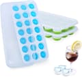Green & Blue Ice Cube Trays, 2-Pack Stackable Ice Makers with Removable Lids, Easy Ice Cube Release for Cocktails, Water & Juices