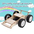 Miniatyrbilde 1 av 2: 4 stk Håndverk DIY Inertial Bil Lekesett Læring Utdanningsvitenskap Trepuslespill
