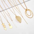 Miniatyrbilde 2 av 5: 6 stk Lange Hengehalskjeder for Kvinner, Gull Bar Sirkel Blad Trekant Tassel Y Halskjede Sett for Jenter