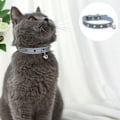 Miniatyrbild 3 av 5: Kattkrage - Reflexiv hundkrage med klocka, justerbart PU-läder mjukt tackkrage