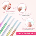 Miniatyrbillede 3 af 6: 5 stk. Glas Neglebåndspusher Neglebåndspind Sæt Dobbeltsidede Neglefiler Manicure Filning Neglebåndsfjerner