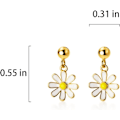 Miniatyrbilde 4 av 6: Sølv Daisy Øredobber Henger for Kvinner Jenter Liten Blomst Drop Øredobb Mini Ball Stud Øredobb