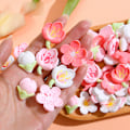 Miniatyrbilde 2 av 5: 60 stk Harpiks Blomster Flatback Knapper for DIY Hårklipp Hodebånd Scrapbooking Pynt