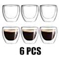 Miniatyrbillede 1 af 4: Nye 1/4/6 stk Dobbeltvæggede Shotglas Dobbeltvæggede Espresso Kaffe Kop 80ml /250ML/350ML/450ML