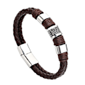 Miniatyrbild 1 av 5: Armband för män Läder med svart magnetiskt rostfritt stålspänne Handledsmanschett Armband