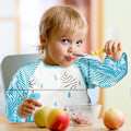 Miniatyrbillede 5 af 5: 3-pak Baby Langærmet Vandafvisende Sutteforklæde Fuld Dækning Forklæde Smock Småbørnsforklæde med Lomme