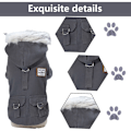 Miniatyrbillede 3 af 6: Hundevinterjakke, Hundetøj til Små Hunde Vinter, Vinter Hundetrøje med Lommer, Varmt Hundetøj (Grå)