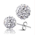 Miniatyrbillede 1 af 6: Kvindeøreringe med æske Disco Ball Hvide Krystaller Dangle Hook Stud Øreringe til Kvinder
