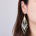 Miniatyrbilde 4 av 5: Perle-frynserørringer i boho-stil - Håndlagde perle-frynserørringer