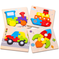 Miniatyrbild 1 av 6: Träpussel för småbarn, Presentleksaker för 1 2 3 år gamla pojkar & flickor, Babyutbildningsleksaker med 4 djurmotiv, Ljusa levande färger $4-pack