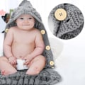 Miniatyrbillede 4 af 8: Nyfødt Baby Wrap Swaddle Tæppe Strikket Sovepose Modtagelse Tæpper Barnevogn Wrap til Baby (0-12 Måneder)