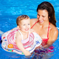 Miniatyrbild 7 av 8: Simningsflotte för Bebis i Poolen, Bebisbåt med Aktivitetscenter Uppblåsbar Pool Flotte, Bebisbad Säkerhetsstol Dubbla Luftkuddar Simringar för Bebisar