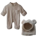 Miniatyrbillede 1 af 6: Babys vinterforstærket pelset onesie Varmt wrap fod lang krybende dragt (Abrikos)