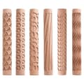6 Pcs Clay Modeling Pattern Rollers, Texture Rollers for Clay Wood Handle Pottery Tools Stars Wood [TT]