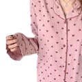 Miniatyrbild 3 av 8: Dam Pyjamas Set med Knappar Långärmad Hjärtmönster Nedåtvänd Krage Lös Mjuk Dam Nattkläder för Vår Höst Hem Rosa L