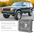 Miniatyrbilde 7 av 8: 7 tommers kvadratisk LED Halo-frontlys DRL Blinklys Lav/Høystråle Lampeutskifting for Cherokee H6054