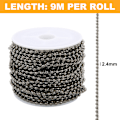 Pikkukuva 2 / 5: 2,4 mm Metallipalloketjut, Kaulakoruketju Pallot, 10 Jaardia Helmiketju Pallot, Koiran Nimettömä, DIY-Käsityöt