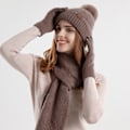 Miniatyrbilde 5 av 5: Solid Hatt, Skjerf og Hanske Tredelt Sett - Hanske- og Skjerfsett for Menn, Skjerf-Hanske-Sett for Kvinner