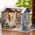 Miniatyrbild 4 av 5: DIY Miniatyrdockhus Kit DIY Monterat Trähusmodell Mini Dockhus Hantverk med Möbler och LED-lampor Barnens Dag Födelsedagspresent