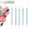 Miniatyrbild 3 av 5: 5-pack nagelprickpenna-set, nagellacksmålning, manikyr, prickar, nagelkonst, dubbeländad nagelkonstspets, borr