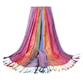 Miniatyrbild 1 av 7: Jacquard bomullsscarf Dam färgglad etnisk vind resesjal Höst och vinter tofs bomull varm scarf