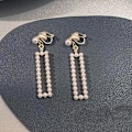 Miniatyrbilde 2 av 5: Ørepynt med perlebeslag for kvinner, anhengsørepynt for kvinner, forgylte hvite imitasjonsperle-ørepynt, mote
