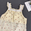 Miniatyrbild 6 av 8: Camisole Pyjamas Tvådelad Set med Bröstkuddar Lös Mjuk Hudvänlig Sommarpyjamas Set för Flickor Körsbär L