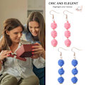 Miniatyrbillede 5 af 5: 2 par Modeøreringe Raffia Drop Øreringe Boho Dangly Øreringe til Kvinder Piger Sommer Strand Smykker