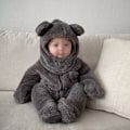 Miniatyrbillede 5 af 6: Babys vinterforstærket pelset onesie Varmt wrap fod lang krybende dragt (hvid)